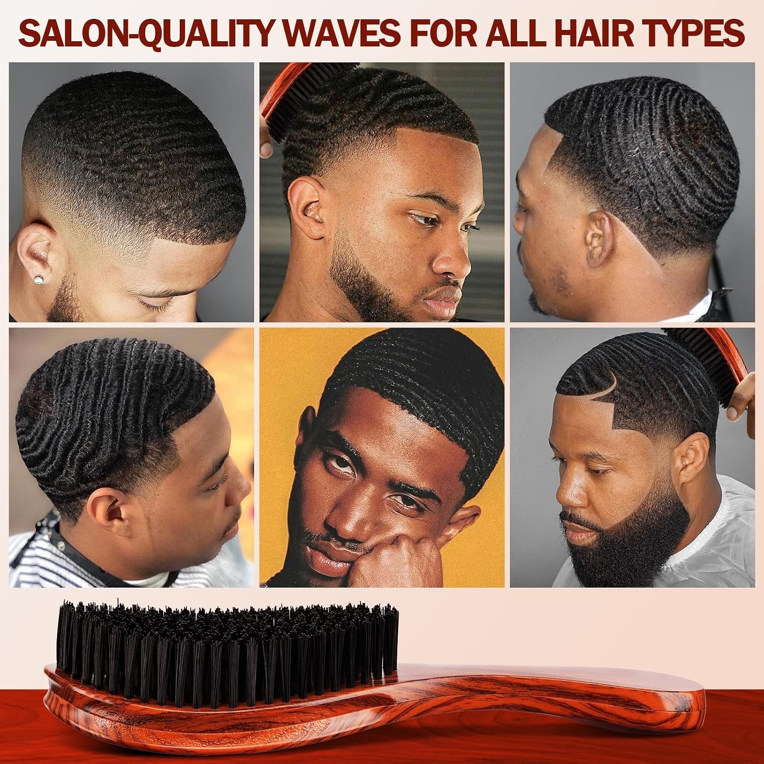 image:imageHandle Brushes for 360 Waves Hard Wave Hair Brushes Wave Styler Great for Wolfing Wave Styler Brush Great for Black Hair Boar amp Nylon Bristle Curve Wave Brush for Barbers amp Daily Use Red