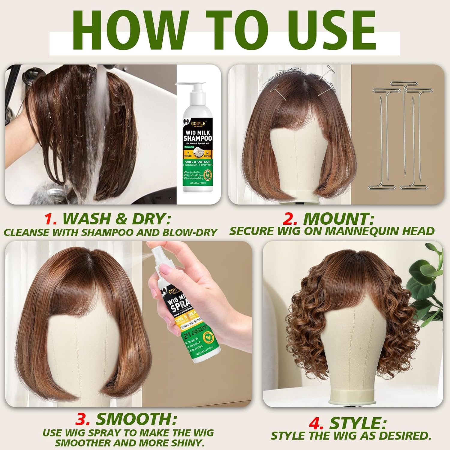 image:imageWig Stand Tripod Metal Adjustable Mannequin Head Stand Mannequin Wig Head with Mount Hole Manikin Head for Wigs Making Drying Styling and Display Wigs Shampoo amp Milk Spray T Pins Hair Cap Set