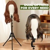 Wig Stand Tripod Metal Adjustable Mannequin Head Stand – Mannequin Wig Head with Mount Hole, Manikin Head for Wigs Making, Drying, Styling and Display – Wigs Shampoo & Milk Spray T Pins Hair Cap Set