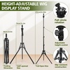 Wig Stand Tripod Metal Adjustable Mannequin Head Stand – Mannequin Wig Head with Mount Hole, Manikin Head for Wigs Making, Drying, Styling and Display – Wigs Shampoo & Milk Spray T Pins Hair Cap Set