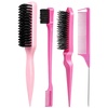 Slick Back Hair Brush Bristle Slickback Brush for Smooth Flyaways, Frizz, Sleek Ponytail, Buns & Edge Baby Hair, Teasing | Hair Comb, Edge & Teasing Brushes Rat Tail Comb for All Hair Types Plastic